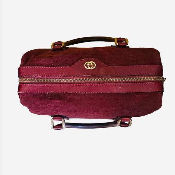 Gucci burgundy Gg canvas golden logo Boston bag - Picture 10 of 16